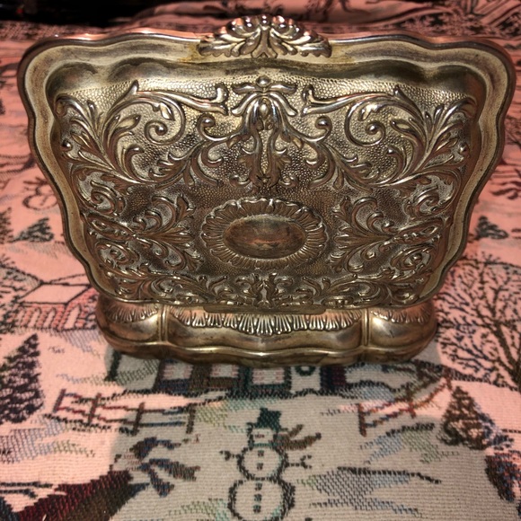 Silver Plated Jewelry box with red interior lining - Picture 16 of 16